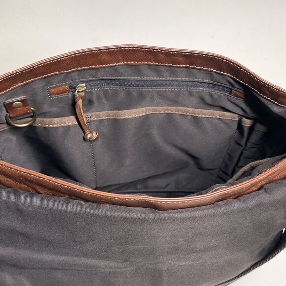Fossil Leather Laptop Messenger Bag Brown Crossbody Shoulder Work Satchel Preppy - Picture 12 of 16
